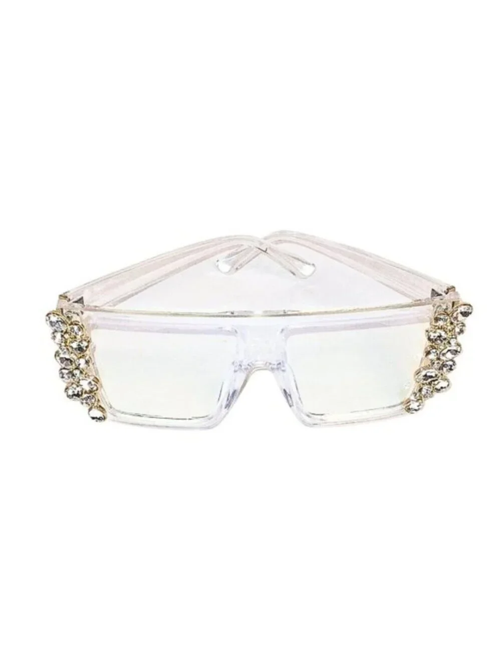 WOMEN'S CLEAR OVERSIZED CRYSTAL BLUE LIGHT BLOCKING GLASSES W/ SQUARE FRAME